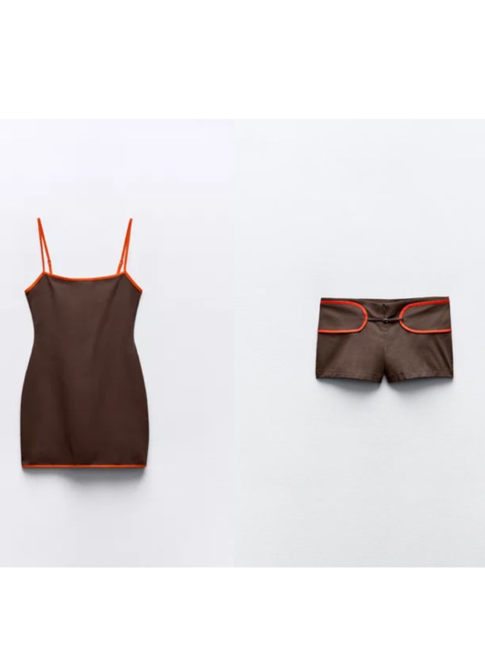 Zara PIPED STRETCHY DRESS & PIPED MINI SHORTS